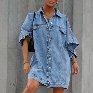 Baggy Denim Shirt Dress